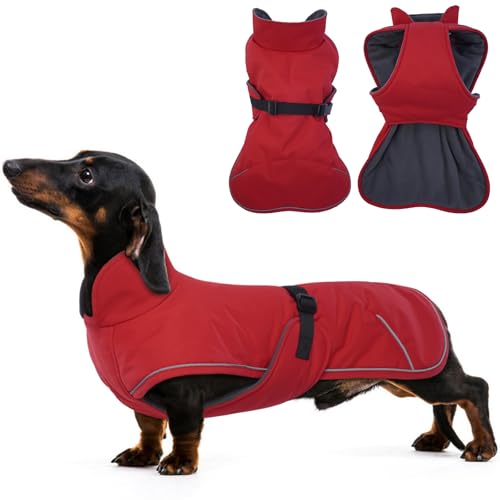 T'CHAQUE Fleece-Hundejacke für den Winter, warm, Hunde-Kapuzenmantel, Dackelkleidung von T'CHAQUE