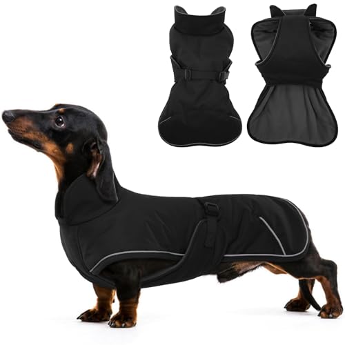 T'CHAQUE Fleece-Hundejacke für den Winter, warm, Hunde-Kapuzenmantel, Dackelkleidung von T'CHAQUE