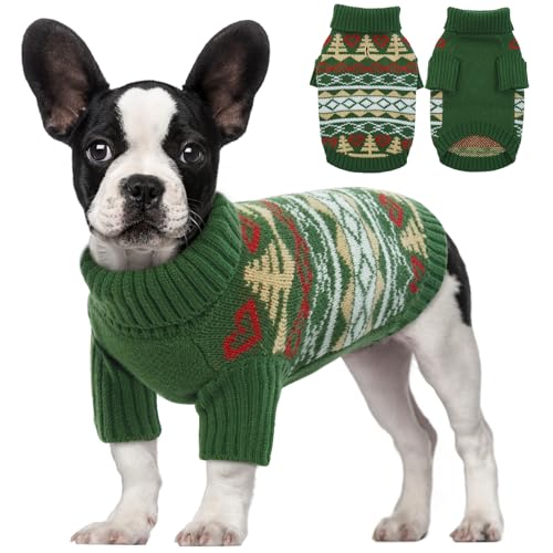 T'CHAQUE Hunde-Winterpullover für kleine und mittelgroße Hunde, Rollkragen, dicke warme Kleidung, gestricktes Weihnachtspullover, Halloween-Outfit, warmes Welpen-Sweatshirt für Chihuahua, Dackel, von T'CHAQUE