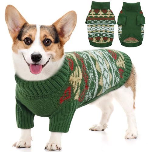 T'CHAQUE Hunde-Winterpullover für kleine und mittelgroße Hunde, Rollkragen, dicke warme Kleidung, gestricktes Weihnachtspullover, Halloween-Outfit, warmes Welpen-Sweatshirt für Chihuahua, Dackel, von T'CHAQUE