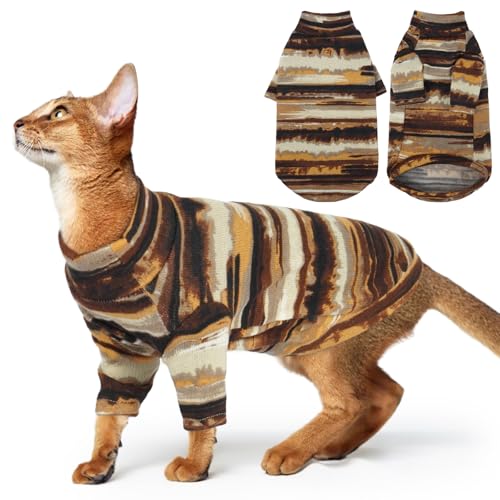 T'CHAQUE Sphynx Katzenkleidung, Katzenhemden nur für Katzen, dehnbarer Katzenpullover, Sphynx haarloses Katzenhemd, weicher Katzenschlafanzug, haarlose Katzenkleidung für Sphynx Cornish Rex, Devon von T'CHAQUE