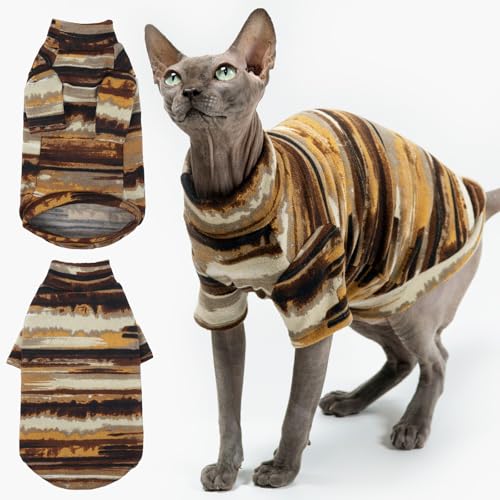 T'CHAQUE Sphynx Katzenkleidung, Katzenhemden nur für Katzen, dehnbarer Katzenpullover, Sphynx haarloses Katzenhemd, weicher Katzenschlafanzug, haarlose Katzenkleidung für Sphynx Cornish Rex, Devon von T'CHAQUE