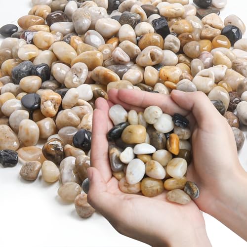 T4U Trommelsteine für Aquarium Kies 1.32KG,Kieselsteine Garten für Aquarium Blumentopf Deko Sand Steine, Unregelmäßig Geformte aquarium steine Natur Kristall Achat dekosteine für vasen Sukkulenten DIY von T4U