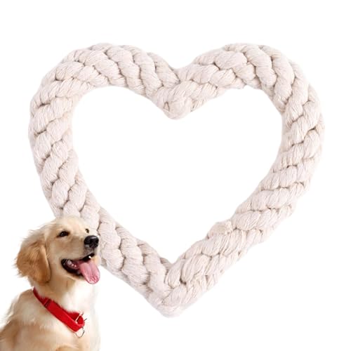 TABSIRAH Hundespielzeug aus Seil, herzförmig, Seilspielzeug für Welpen, interaktives Seilspielzeug, Welpenwurfspielzeug, Haustierspielzeug zum Spielen drinnen und draußen von TABSIRAH