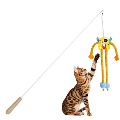 TABSIRAH Interaktives Katzenspielzeug – Katzen-Charmer-Zauberstab, hautfreundlicher, interaktiver Katzenspielzeugstab für Kätzchen und Katzen von TABSIRAH