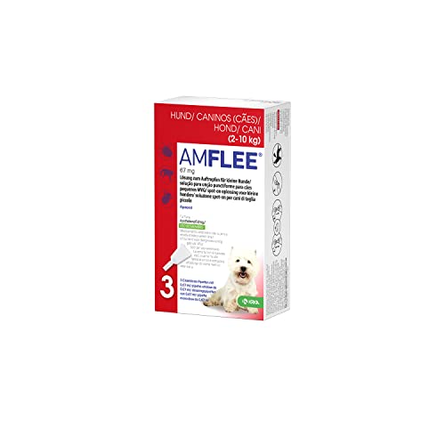 Amflee Spot On Floh- und Zeckenmittel für Hunde von 2-10 kg (S), 3 Einzeldosis-Pipetten mit 67 mg Fipronil, Lösung zum Auftropfen von AMFLEE