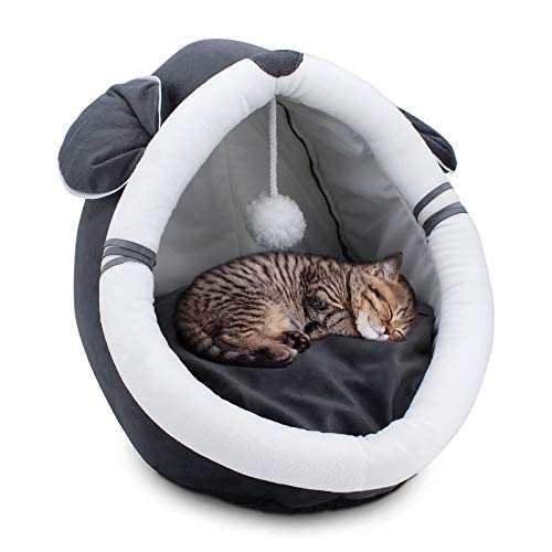TAECOOOL 2-in-1-Katzenhöhlenbetten, warme und Bequeme Katzenbetten für kleine Katzen/Hunde/Kaninchen mit abnehmbarem waschbarem Kissen (S-36CM) von TAECOOOL