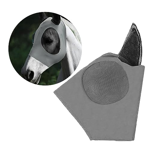 1 Stück Pferde-Fliegenmasken, elastische Pferde-Fliegenmasken, Anti-Fliegen-Masken mit Ohrenschutz, Anti-UV-Pferde-Gesichtsmasken, bequem und atmungsaktiv, wiederverwendbar (grau) von TAFACE