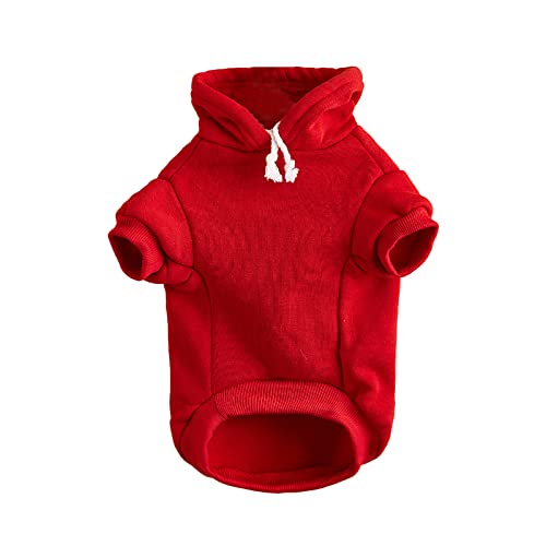 Hunde-Kapuzenpullover, warmer Hundepullover, bequemer Hundepullover, Haustier, Winter, warmer Mantel für kleine Hunde (L, Rot) von TAHUAON