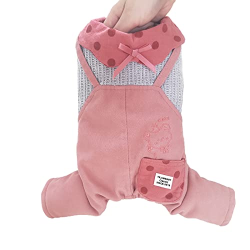 Jumpsuit für kleine Hunde und Katzen, niedlich, warmer Wintermantel für kleine und mittelgroße Haustiere, Haustier-Jumpsuits für kleine Hunde und Katzen (M, Rosa) von TAHUAON