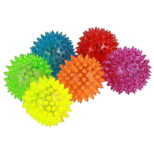 TAHUAON 6 Stück Leuchtende elastische Ball Quietscher Hundespielzeug Ball klein 6,3 cm von TAHUAON