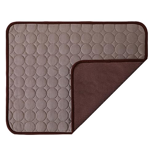 TAHUAON Hundekühlmatte Große Kühlmatte Sommer Haustierbett für Hunde Katzen Zwinger Pad Atmungsaktive Haustier Selbstkühlende Decke Hundebox Schlafmatte Maschinenwaschbar 【150 * 100-XXL Braun】 von TAHUAON