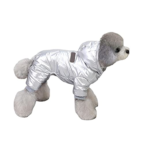 Wasserdichter Hundemantel, warme Jacke, Weste, Outdoor, Baumwolle, Hunde-Kapuzenpullover, Outfit für kleine, mittelgroße Hunde, Katzen (Größe S, Silber) von TAHUAON