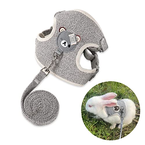 Verstellbares Kaninchen Leine, Hasenleine Kaninchen Zubehoer Katzen Geschirr Set mit Leine, Haustier Geschirr und Leine für Häschen Katze Little Pet Walking, 27–35 cm, 1,20 m von TAIHE