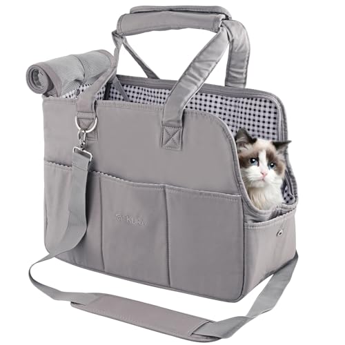 TAIKURA Transporttasche für kleine Hund Katzen, Hundetasche Katzentasche tragbar Waschbar, Welpentasche Hundetrage weich mit Schultergurt & Taschen, Katze bis 5KG, Hund bis 4KG(M, 43 * 19 * 30,5cm) von TAIKURA