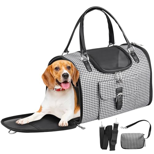 TAIKURA Transporttasche für kleine Hund Katzen, Hundetasche Katzentasche tragbar Waschbar, Atmungsaktiv, Welpentasche Hundetrage mit Schultergurt & Taschen, Katze bis 5KG, Hund bis 4KG(40*26*20cm) von TAIKURA