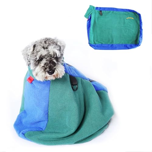 TAIL BLAZERS™ Hochwertiger Hunde-Trockensack hält Ihre Hunde trocken und warm nach dem Baden oder Spazierengehen. Schützt Zuhause und Auto vor Nässe und Schlamm. Extra weiche Mikrofaser-Handtuchtaschen. Bade- und Waschzubehör, Grün von TAIL BLAZERS