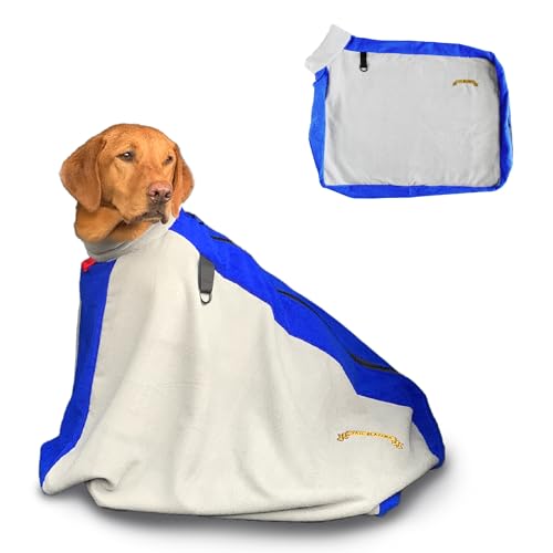 TAIL BLAZERS™ Hochwertiger Hunde-Trocknerbeutel, um Ihre Hunde nach dem Baden oder Spaziergang trocken und warm zu halten. Schützt Zuhause und Auto vor Nässe und Schlamm. Extra weiche Mikrofaser-Handtuchtaschen. Bade- und Waschzubehör, Gr. M / Grau von TAIL BLAZERS