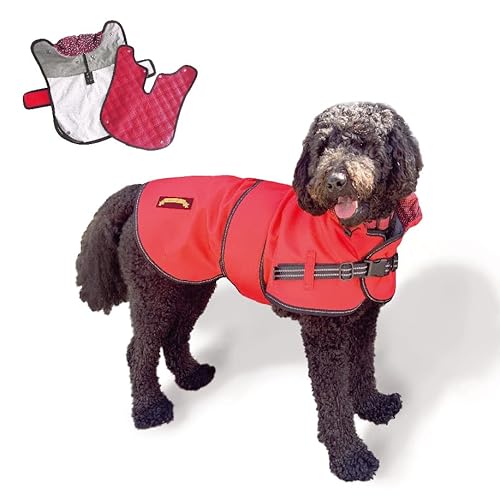 TAIL BLAZERS™ Hundemantel für alle Jahreszeiten, hochwertig, mit abnehmbarem Steppfutter, wasserdicht, winddicht, atmungsaktiv, verstellbar, Geschirrschlitz, 2-in-1 Hundejacke + Hundemantel (L) von TAIL BLAZERS