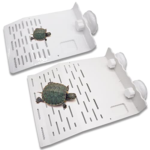 Schildkröten Klettern Plattform 2 Stück TAIZER Zoomed Turtle Dock, Schildkröte Sonnenbad Plattform mit Saugnapf,Aquarium Float Dekoration Bask Terrasse Klettern Rampe Schildkröten Terrasseninsel von TAIZER