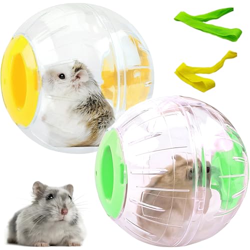 TAIZER Hamster Run Ball 2 Stück Laufkugel für Hamster Kunststof Hamsterball Mit Zugseil Leise Hamster Spielzeug small Haustier Rolle Kugel Nagerspielzeug zum Laufen für Hamster-Kleintiere (grüner) von TAIZER