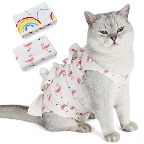 TAIZER Katzenbody Nach Op Kastration 2 Stücks Verstellbarer Katzenschutzanzug Surgical Clothing for Pets Anti-Leaking Cat Professional Recovery Suit Suit for Abdominal Wounds or Skin Diseases von TAIZER