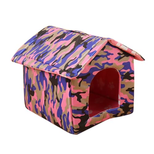 TAKOXIA Gemütliches Haustierbett Haus für drinnen und draußen, Größe S/L, für kleine Hunde, warme Höhle, Schlafnest, Bett, Camouflage von TAKOXIA