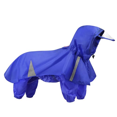TAKOXIA Hunde-Regenbekleidung mit 4 Beinen, wasserdichter Regenmantel für vier Jahreszeiten, für Outdoor-Spaziergänge, Regenmäntel mit reflektierenden Streifen von TAKOXIA