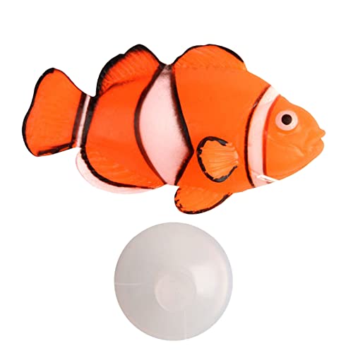 TAKOXIA Künstliche Fische für Aquarium, Silikon, schwimmend, bewegliches Ornament mit Saugnapf, Fisch als Dekoration, leuchtende Farbe, Ornament von TAKOXIA