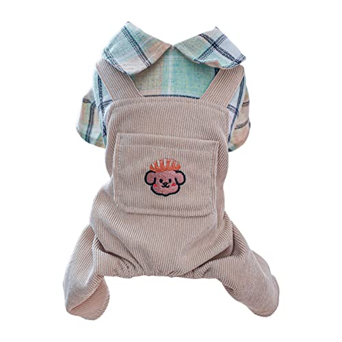 TAKOXIA Niedlicher Hunde-Overall mit Tasche für kleine und mittelgroße Hunde/grüner Overall mit großer Tasche von TAKOXIA