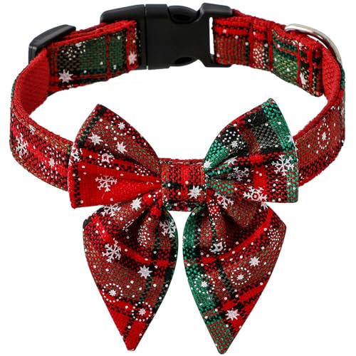 TAKOXIA Weihnachts-Halsband für Hunde mit Wknoten, Festival, Party, Haustierkostüm, Zubehör, Breakaway, Kätzchen, Urlaubshalsband von TAKOXIA