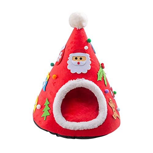 TAKOXIA Weihnachtsbett für kleine Hunde, warmes Bett, waschbar, Welpenzelt, Kätzchenhöhle, abnehmbares Kissen von TAKOXIA