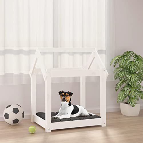 TALCUS Animals & Pet Supplies mit Hundebett, 61 x 50 x 70 cm, Kiefernholz, Weiß von TALCUS