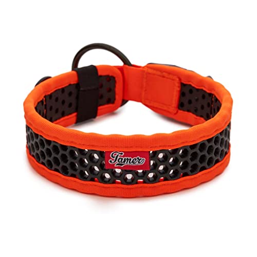 TAMER Softy Halsband | Breite 4,3cm | Umfang 50-56cm | orange/schwarz von TAMER