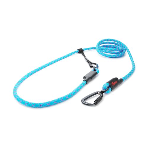 TAMER Hundeleine | EASY-LONG Twist | Ø11mm - 4m - hellblau mit pinken Stichen von TAMER