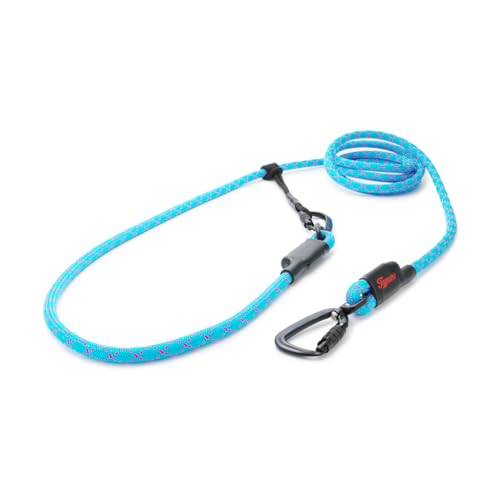 TAMER Hundeleine | Easy-Long Twist | Ø11mm - 4m - hellblau mit pinken Stichen von TAMER