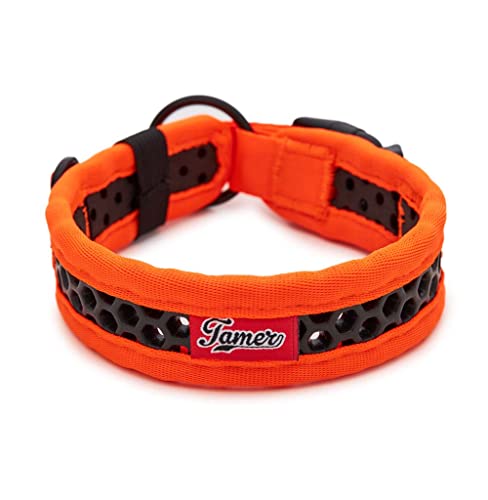 TAMER Softy Halsband | Breite 3,3cm | Umfang 30-36cm | orange/schwarz von IKIMI