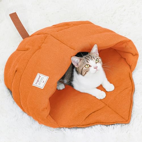 TANGN Katzenschlafsack, gemütliches Katzenbett, Höhle, Laubnest, Leinenstoff, Haustier-Kuschelzone, bedeckt, warm, graben, weich, langlebig, waschbar, Katzenbett für den Innenbereich, Welpen und von TANGN