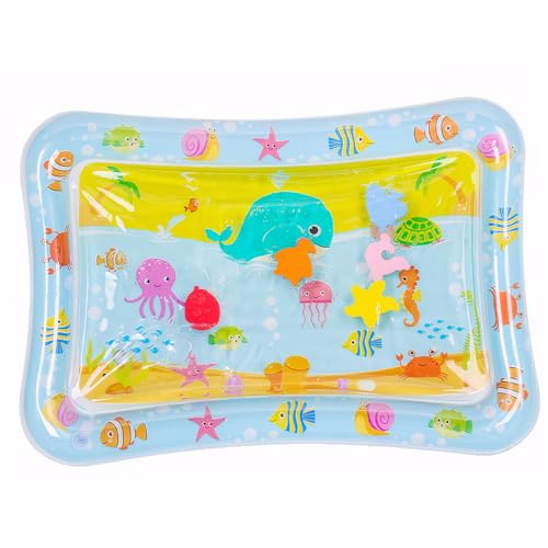 TANGPINGMAO Tummy Time Water Matte, 27x20x3 aufblasbare Wassermatte Baby Sensorisch, durchlaufsicheres PVC -Bauchzeitkissen, frühe lehring niedliche Babyspielmatte (Keine flüssige) Haustiervorräte von TANGPINGMAO