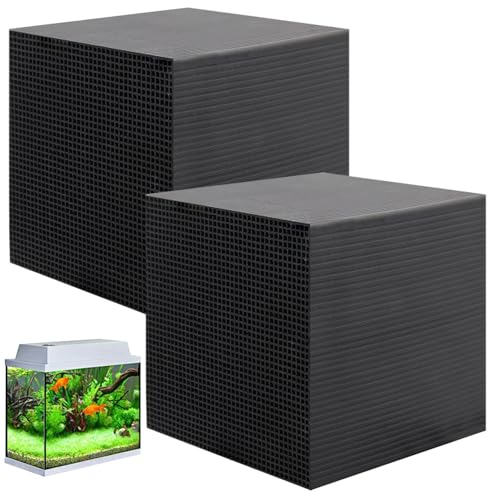 TANGPINGMAO Wassertrogreiniger Würfel 2pcs 4x4x4 Wabe aktiviertes Kohlenstoff für Fischtank komprimiert hohe Absorption Waschbar wiederverwendbares Aquariumfilter PET -Vorräte von TANGPINGMAO