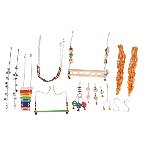 12-teiliges Hühnerstall-Set mit bunter Leier, Schaukel, Hängebrücke, Leiter, Obstgabeln, Spiegel und Rattan-Kugelschnur, ideal für Hühnerunterhaltung und körperliche Betätigung von TANIQIACA