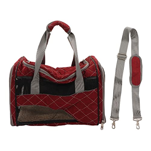 Hundetrage-Reisetasche, bissfestes, faltbares Design, extra großes Fenster, reflektierendes Gurtband, mehrere Gitter für Belüftung, tragbar, modisch für den Außenbereich (Wine Red) von TANIQIACA