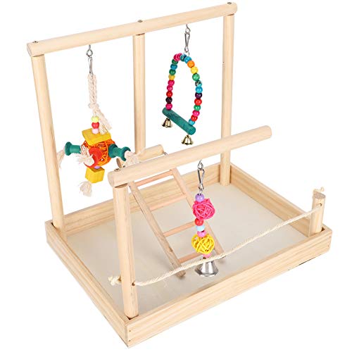 Vogelspielplatz, Vogelleben-Laufstall aus Holz, Holzbarsch-Trainingsständer-Laufstall, Für Kakadu-Sittiche, Sittiche, Nymphensittiche, Käfigzubehör, Spielzeug, 35,9 X 25,9 X 23,9 cm von TANIQIACA