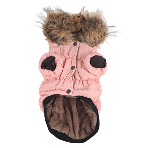 Wintermantel für Hunde, warm, weich, hautfreundlich, niedliche Welpenjacke mit Kapuze, Kleidung für kaltes Wetter für den täglichen Spaziergang, Pink (L) von TANIQIACA