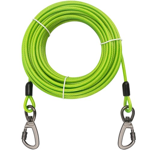 Leine für Haustiere, Drahtseil, Legierungsschnalle+Spring/Mattie-Haken+Spring, Federdämpfung Green 5mm*10m von TAOYNJ