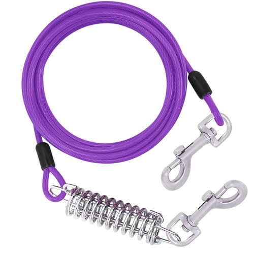 Leine für Haustiere, Drahtseil, Legierungsschnalle+Spring/Mattie-Haken+Spring, Federdämpfung Purple 5mm*3m von TAOYNJ