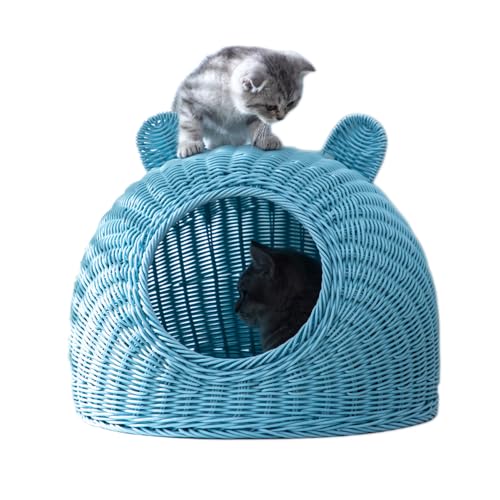 Rattan-Katzenstreu, halbgeschlossene Tierstreu, Sommer-Katzenstreu Blue L von TAOYNJ