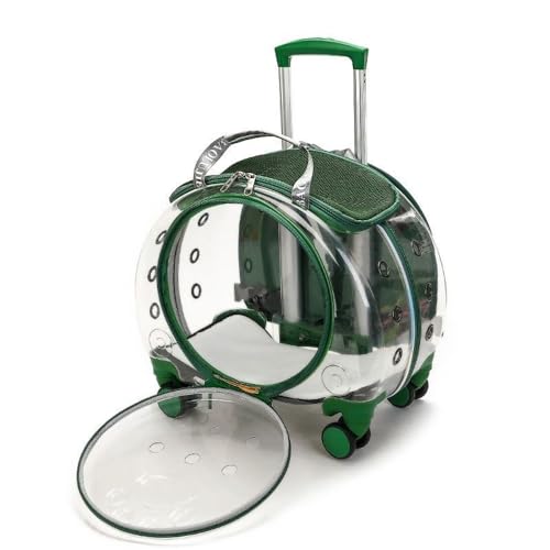 Tragbarer Haustierbeutel mit Trolley, transparenter, atmungsaktiver Schulter-Tierrucksack Green von TAOYNJ