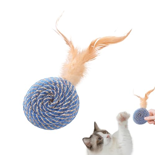 TARAKO Federball Spielzeug für Katzen | Lustiges Katzen-Teaser Spielzeug | Lustiger Katzenball, Katze Teaser Spielzeug, Kätzchen Zahnen Spielzeug, Katzenfeder Spielzeug für Katze Teasing, Jagd, Kauen, von TARAKO