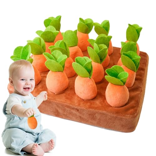 TARAKO Karottenernte-Spiel, Karotten-Anreicherungs-Hundespielzeug - Gefüllte Plüsch-Hunde-Puzzle-Spielzeug-Futtermatte,Frühpädagogisches Schnüffelspielzeug, für Kinder im Alter von TARAKO